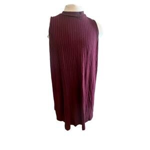 LOVE ARIE RIBBED KNIT TOP SLEEVELESS MAROON WOMENS PLUS SIZE 2XL
